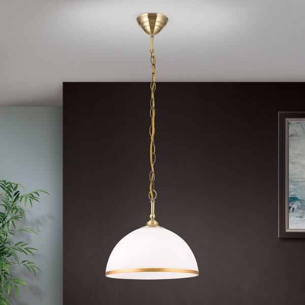 ORION Závěsné světlo Old Lamp, řetězový závěs, 1 zdroj, stmívatelný, Mosaz / zlato, Obývací pokoj / jídelna, Sklo, Starožitný