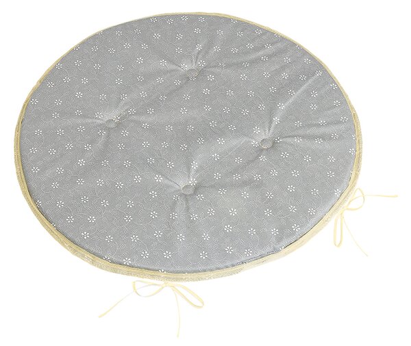 BELLATEX Sedák Adéla kulatý hladký Šedá, Bílá průměr 40 cm