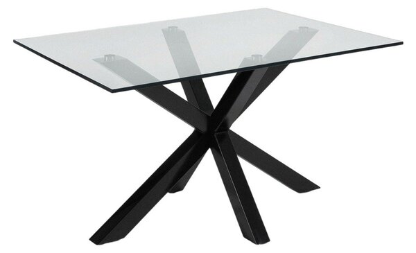 Černý konferenční stolek se skleněnou deskou 70x130 cm Argo – Kave Home
