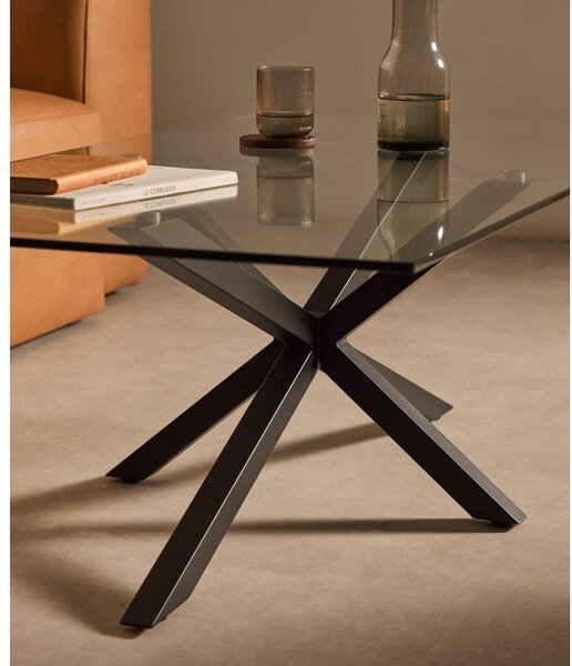 Černý konferenční stolek se skleněnou deskou 70x130 cm Argo – Kave Home