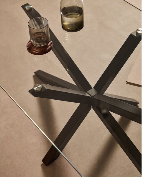 Černý konferenční stolek se skleněnou deskou 70x130 cm Argo – Kave Home