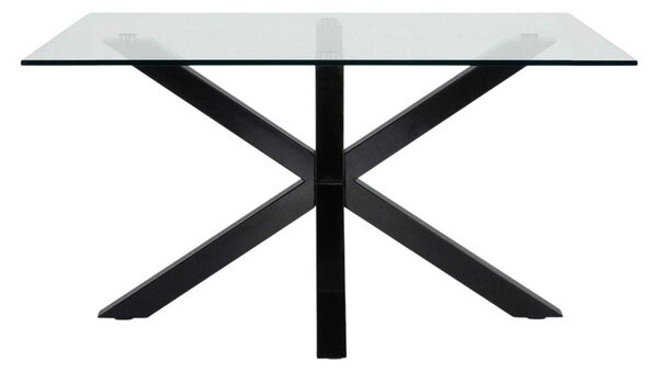 Černý konferenční stolek se skleněnou deskou 70x130 cm Argo – Kave Home