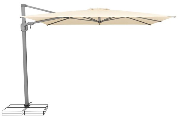 Suncomfort Boční slunečník Sunflex, Suncomfort, čtvercový, potah natur (ecru), rám světle šedý, 300x300 cm