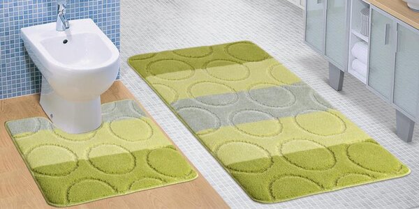 Bellatex Koupelnové předložky SADA AVANGARD 60x100 + 60x50 cm kroužky zelené