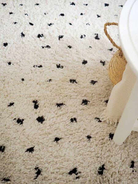 Dywany Łuszczów, Kusový koberec Berber Syla B752 dots cream kruh, 120x120 (průměr) kruh, bílá, chodba / předsíň