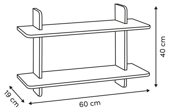 Nástěnná police FIXY 2patrová, 60 x 19 x 40 cm - béžový