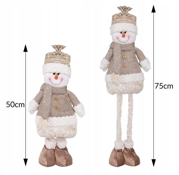 Vánoční sněhulák nastavitelný 50-75 cm, béžovo-hnědý