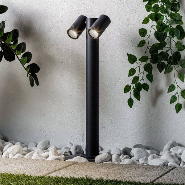 PRIOS Světlo na cestu Prios Tulimar, 2 světla, 60 cm, kov, IP65, stmívatelný, Černá, Hliník, Moderní