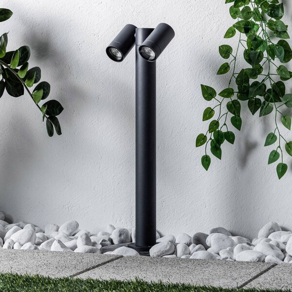 PRIOS Světlo na cestu Prios Tulimar, 2 světla, 60 cm, kov, IP65, stmívatelný, Černá, Hliník, Moderní