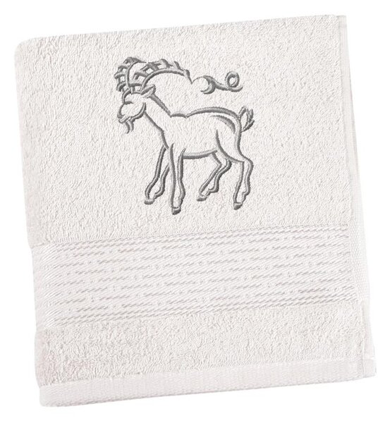 BELLATEX Froté ručník proužek s výšivkou znamení zvěrokruhu bílá Ručník - 50x100 cm