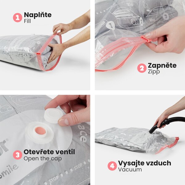 Sada 3ks vakuových úložných sáčků Compactor Bag Aspispace XL 140 litrů, 80 x 130 cm
