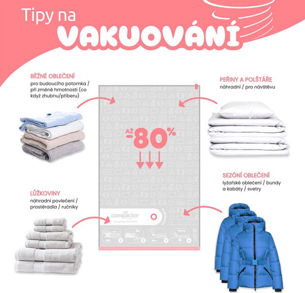 Sada 3ks vakuových úložných sáčků Compactor Bag Aspispace XL 140 litrů, 80 x 130 cm