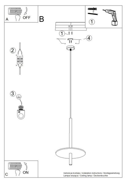 Černé/béžové kovové závěsné svítidlo ø 30 cm Rilu – Sollux