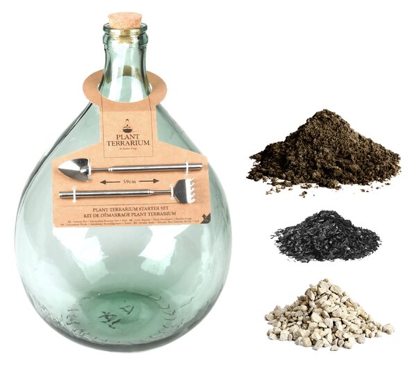 Skleněné terárium demižon s nářadím na pěstování, 5l