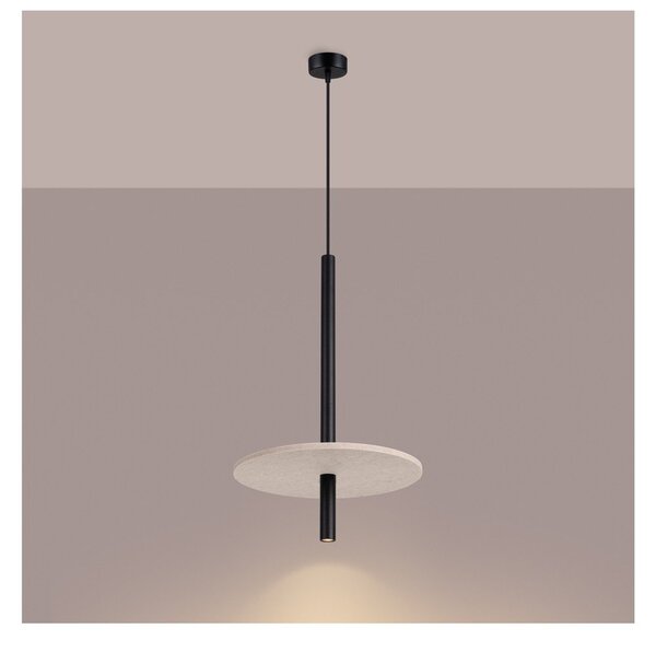 Černé/béžové kovové závěsné svítidlo ø 30 cm Rilu – Sollux