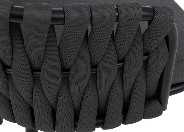 Sada 2 hliníkových jídelních židlí HWC-P89, židle do interiéru s područkami, látka/textil (180 g/m²) provazové pletivo Rope antracitová