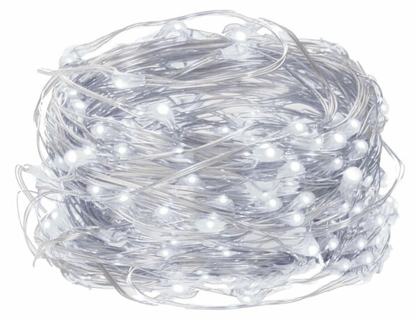 LED řetěz Nano - 10m, 100LED, 8 funkcí, IP44, studená bílá