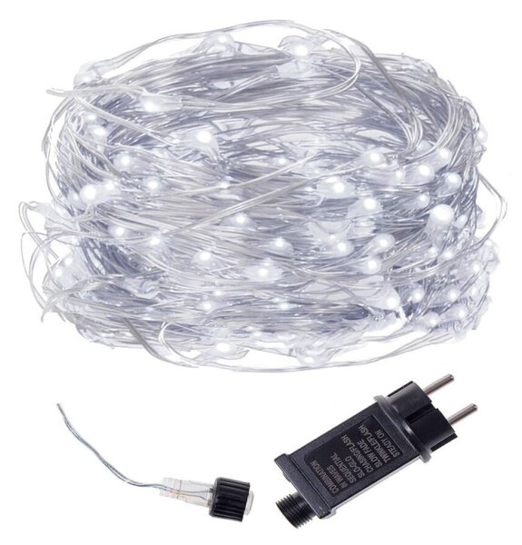 LED řetěz Nano - 10m, 100LED, 8 funkcí, IP44, studená bílá