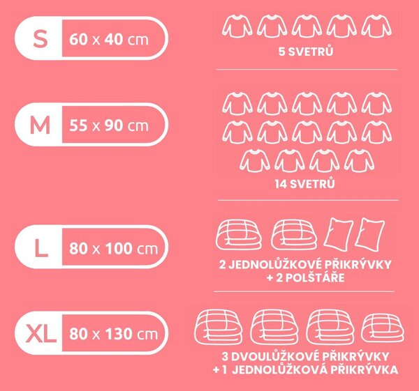 Sada 2ks vakuových úložných sáčků Compactor Bag Aspispace M 70 litrů, 55 x 90 cm