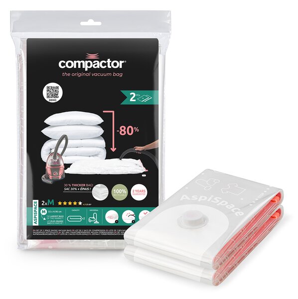 Sada 2ks vakuových úložných sáčků Compactor Bag Aspispace M 70 litrů, 55 x 90 cm