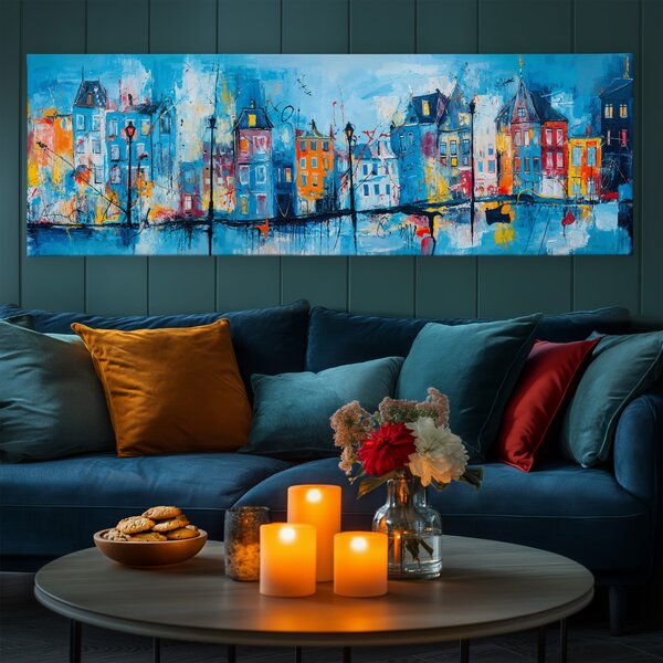 Obraz na plátně - Na nábřeží v Haagu FeelHappy.cz Velikost obrazu (šířka x výška): 120 x 40 cm