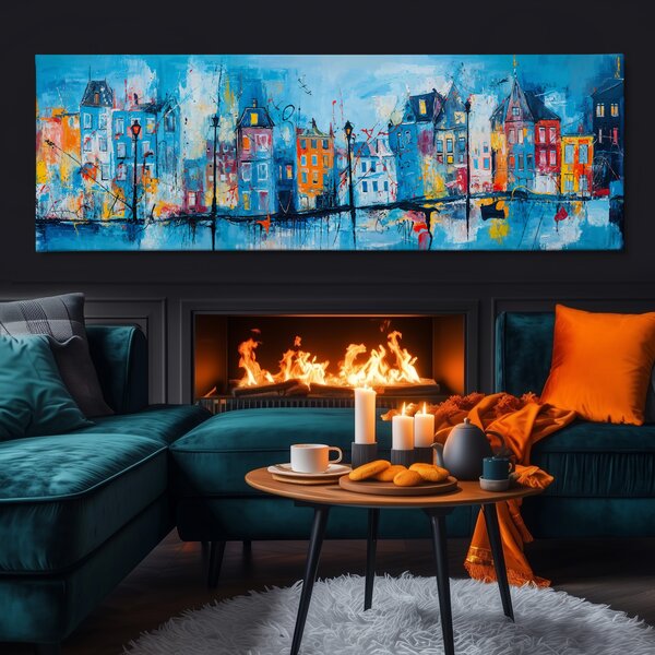 Obraz na plátně - Na nábřeží v Haagu FeelHappy.cz Velikost obrazu (šířka x výška): 120 x 40 cm