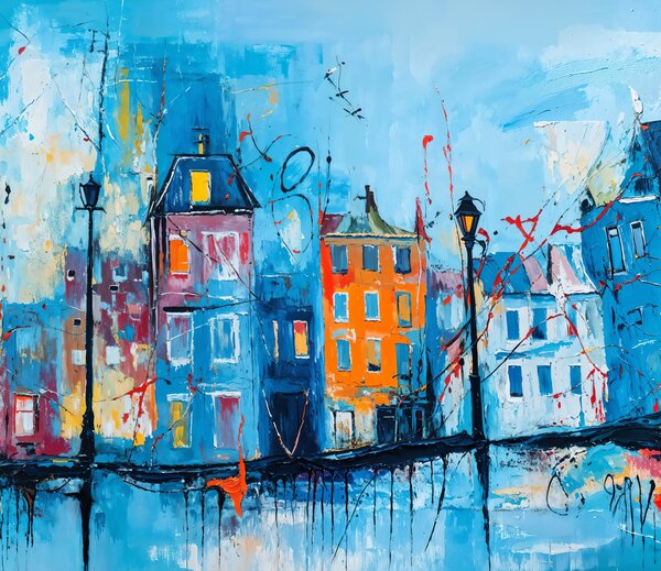 Obraz na plátně - Na nábřeží v Haagu FeelHappy.cz Velikost obrazu (šířka x výška): 120 x 40 cm