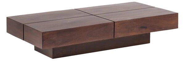 Masivní konferenční stolek Amberley z akáciového dřeva, lakovaný, hnědý – 140×70 cm