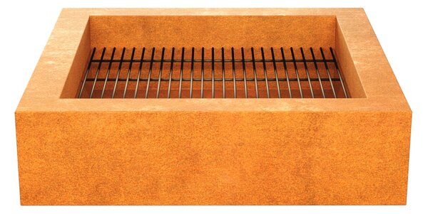 Zahradní ohniště Corten HOGAR 2 s roštem 100x100x30 cm