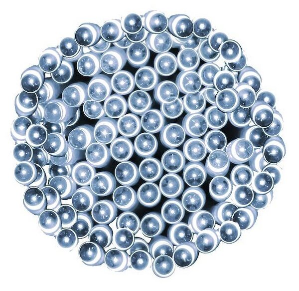 LED světelný řetěz - 9m, 120LED, 8-funkcí, 3xAA, IP44, studená bílá