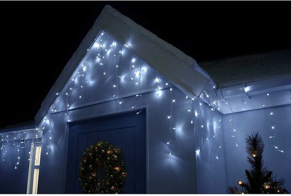 LED krápníky - 10,5m, 200LED, 8 funkcí, IP44, studená bílá