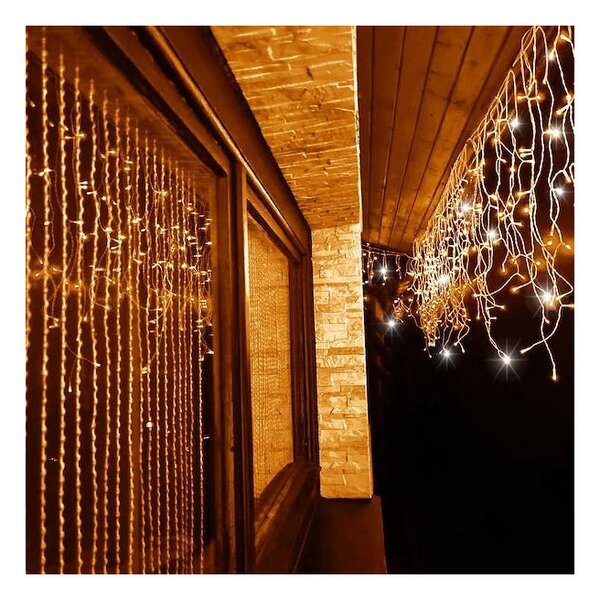 LED krápníky - 14,5m, 300LED, IP44, teplá bílá + záblesky