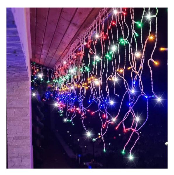 LED krápníky - 14,5m, 300LED, IP44, multicolor + záblesky