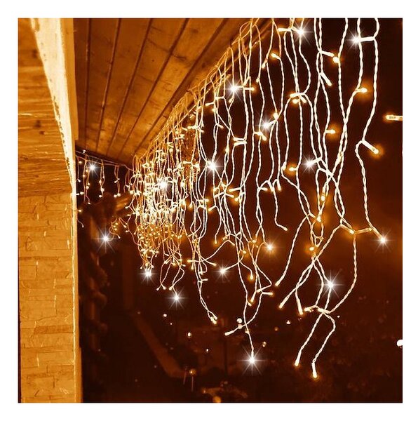 LED krápníky - 14,5m, 300LED, IP44, teplá bílá + záblesky