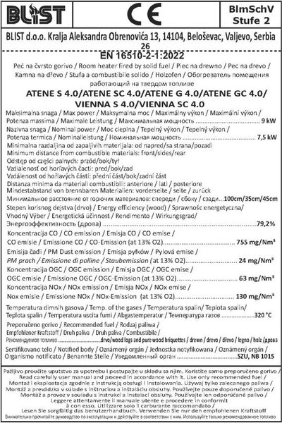 Krbová kamna Blist ATENE S Ceramic - béžová