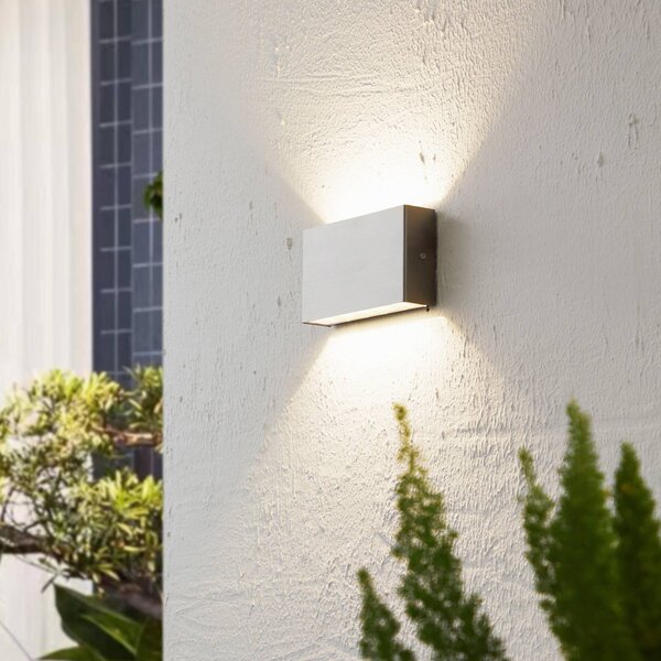Arcchio LED venkovní nástěnné svítidlo Karline, 1060 lm, nerezová ocel, IP65, Hliník / šedá / zinek, Nerezová ocel, Moderní, Nástěnné svítidlo / světlem dolů