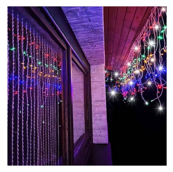 LED krápníky - 14,5m, 300LED, IP44, multicolor + záblesky