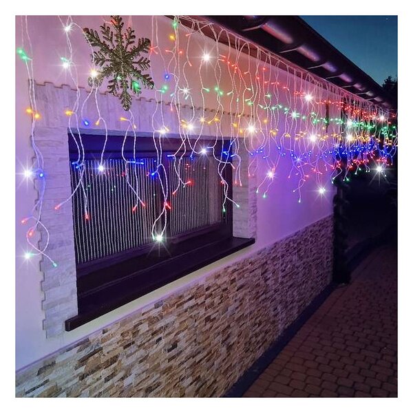 LED krápníky - 14,5m, 300LED, IP44, multicolor + záblesky