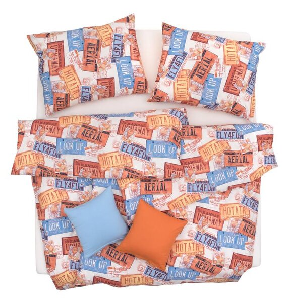 Povlečení FINO DESIGN america oranžovomodrá 140 x 200/70 x 90 cm