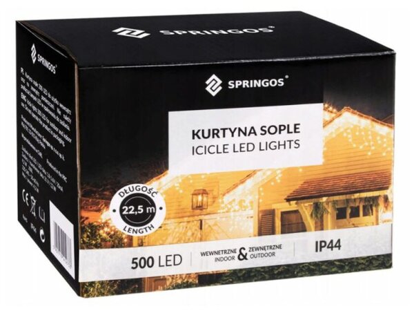 LED krápníky - 22,5m, 500LED, 8 funkcí, IP44, modrá