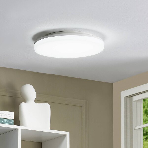 PRIOS Stropní svítidlo Prios LED Artin, Ø 28 cm, bílé, IP65, Bílá / opál, Koupelna, Plast, Moderní
