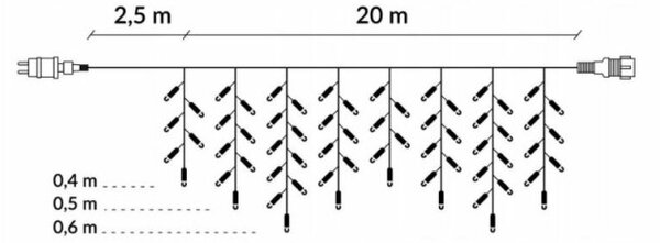 LED krápníky - 22,5m, 500LED, 8 funkcí, IP44, modrá