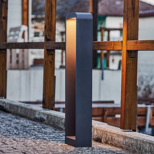 Lindby Emima LED světlo na cestu, 80 cm, antracit, hliník, Černá, Hliník, Moderní