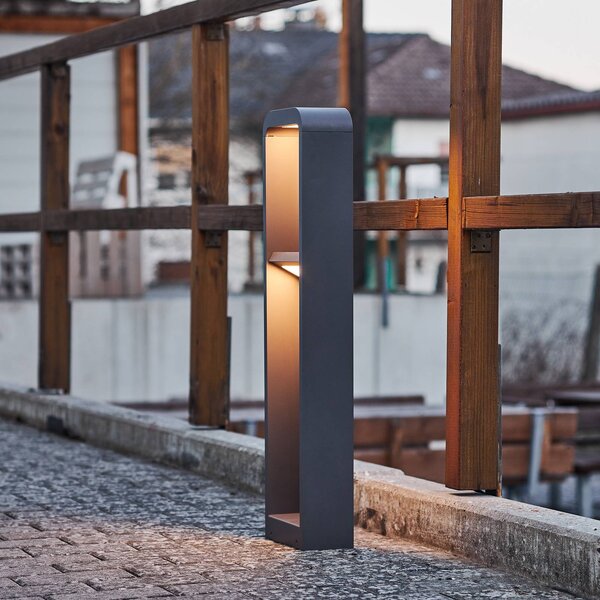 Lindby LED světlo na cestu Darko, 80 cm, šedé, kov, IP54, Hliník / šedá / zinek, Hliník, Moderní