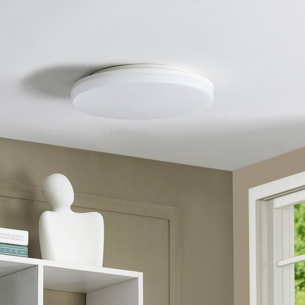 PRIOS Stropní svítidlo Prios LED Artin, Ø 28 cm, bílé, IP65, Bílá / opál, Koupelna, Plast, Moderní