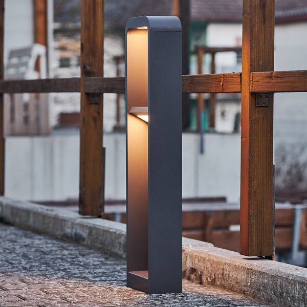 Lindby LED světlo na cestu Darko, 80 cm, šedé, kov, IP54, Hliník / šedá / zinek, Hliník, Moderní