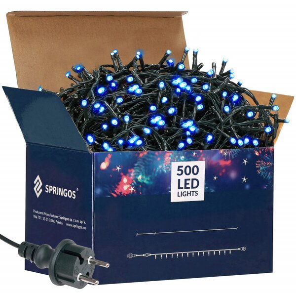 LED světelný řetěz - 41,5m, 500LED, IP44, modrá