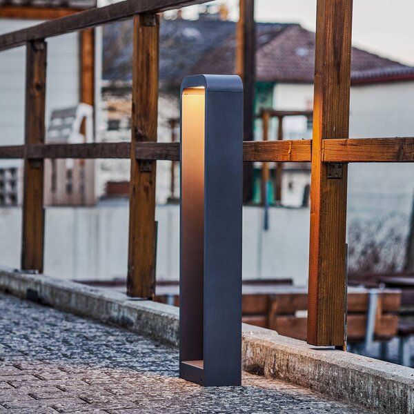 Lindby Emima LED světlo na cestu, 80 cm, antracit, hliník, Černá, Hliník, Moderní