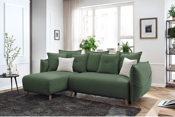 Zelená rozkládací rohová pohovka (variabilní) Nessa – Bobochic Paris