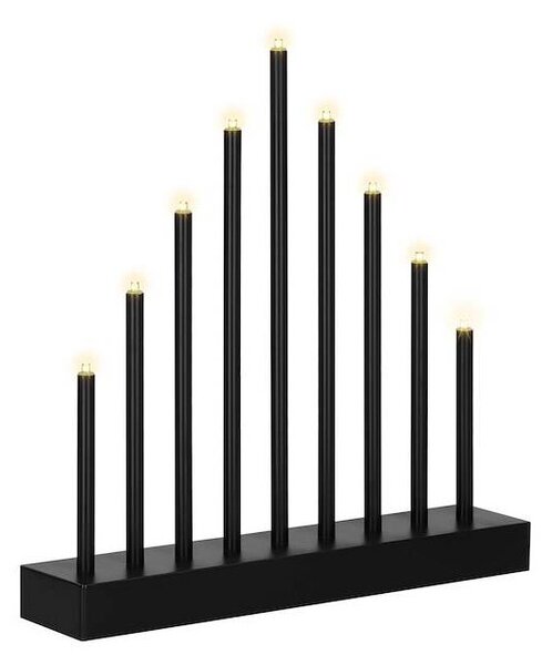 LED vánoční svícen - 9 svíček, 27cm, 3xAA, černý